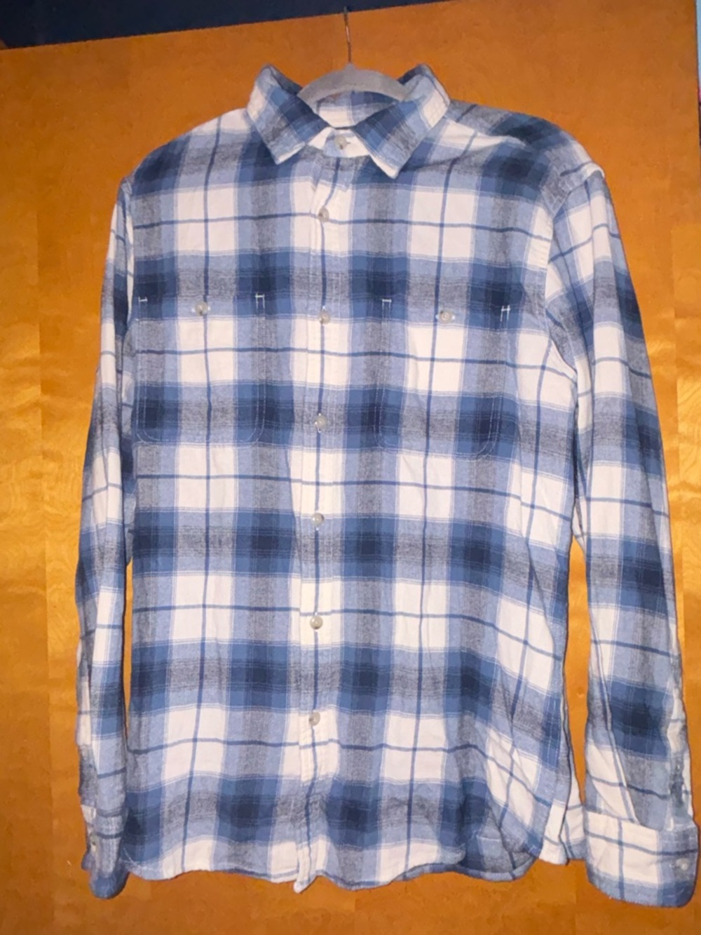 Sonoma Blue and White Plaid Casual Button-Down Shirt | 100% Cotton